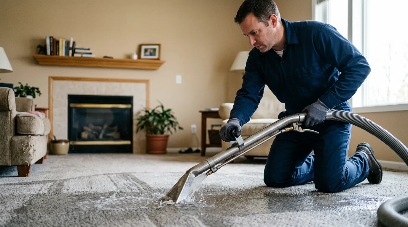 Water damage restoration technician working near Verona, MS